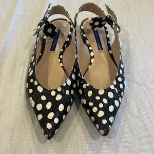 Stuart Weitzman Adela Spot Snake Print Sling Back Slides Narrow SZ 6.5 M